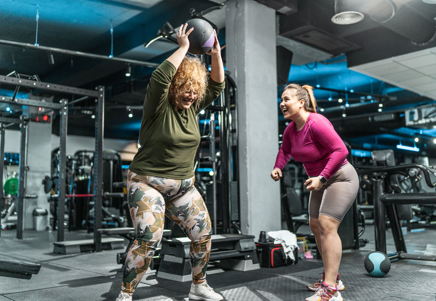 Two women working out